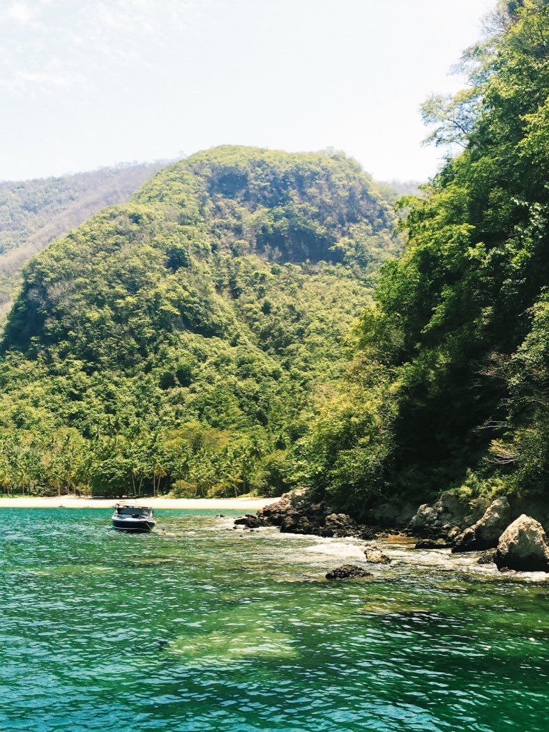 Hidden green cove near Yelapa reached by private boat